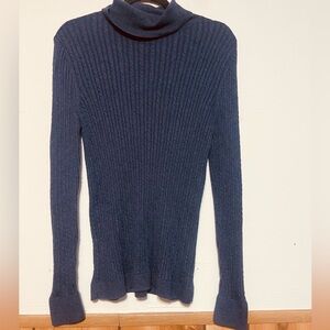 Talbots Navy Ribbed Turtleneck Sweater